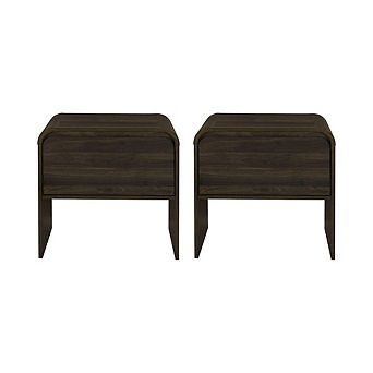 New Classic Furniture Mara 2 pc Wood End Table/Bedside Table in Walnut