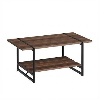 Coffee Table,2 tier Living Room Table w/Storage Shelf,Metal Frame Sofa Table for Small Spaces
