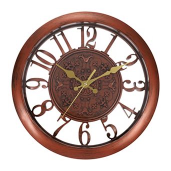 Hollow Vintage Wall Clock, 11" Plastic Finish Clock, Battery Operated Easy Install for Bedroom Decor