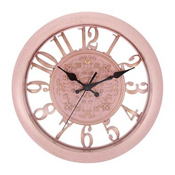 Hollow Vintage Wall Clock, 11" Plastic Finish Clock, Battery Operated Easy Install for Bedroom Decor