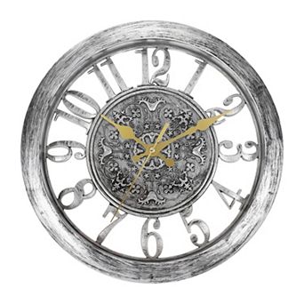 Hollow Vintage Wall Clock, 11" Plastic Finish Clock, Battery Operated Easy Install for Bedroom Decor