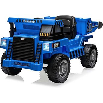 12V 5WD Kids Electric Ride On Dump Truck with Remote, Adjustable Dump Bed, Two Speeds, Music & LED