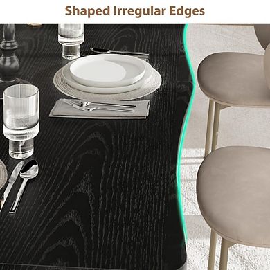 Rustic Rectangular Dining Table with Irregular Edge and Metal Frame