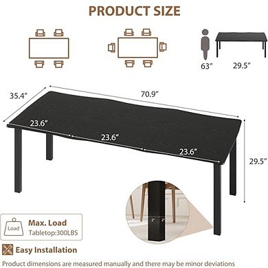 Rustic Rectangular Dining Table with Irregular Edge and Metal Frame