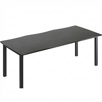 Rustic Rectangular Dining Table with Irregular Edge and Metal Frame