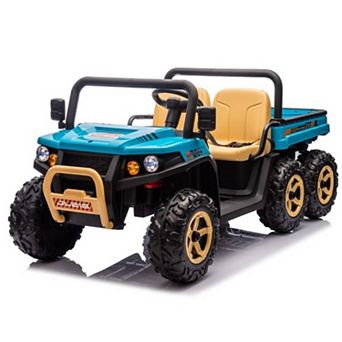 24V 2-Seater Ride-On Dump Truck for Kids, 6 Wheels 4WD Electric UTV, 3 Speeds, Remote, Dump Bed