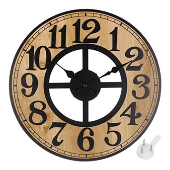 14" Wooden Finish Clock with Battery Operated, Easy Install for Living Room