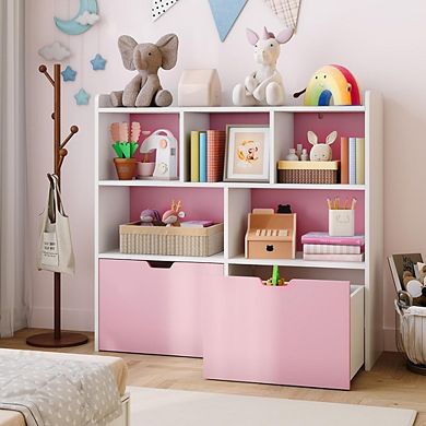 Toy Storage Organizer with Movable Drawers and Hidden Wheels