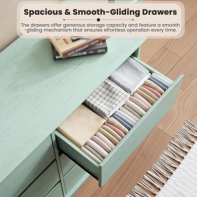 Large 12 Drawer Dresser with Wide Top and Deep Storage Drawers