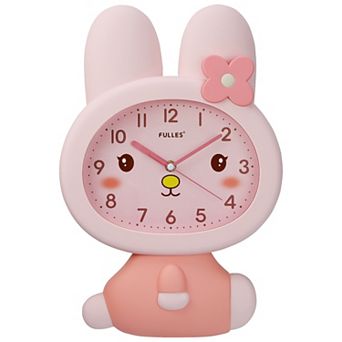 Cute Bunny Wall Clock, 3D Cartoon Rabbit Silent Sweep Clock, Battery Operated 16x11x2.1 inch