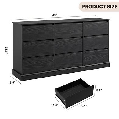 9 Drawer Dresser with Deep Drawers and Wide Top