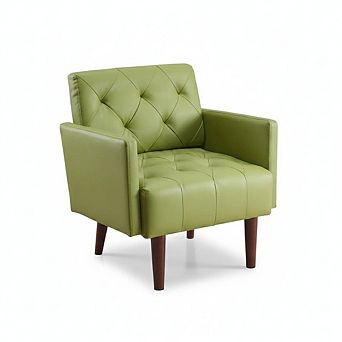 Leather-Upholstered Classic Accent Chair