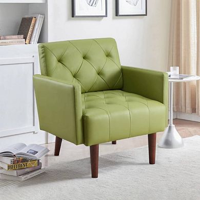 Leather-Upholstered Classic Accent Chair