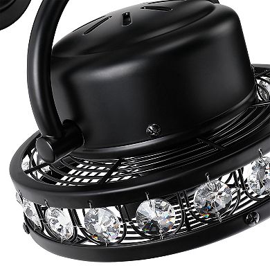 10" Modern 3-Blade Crystal Wall Mount Fan with Pull Chain