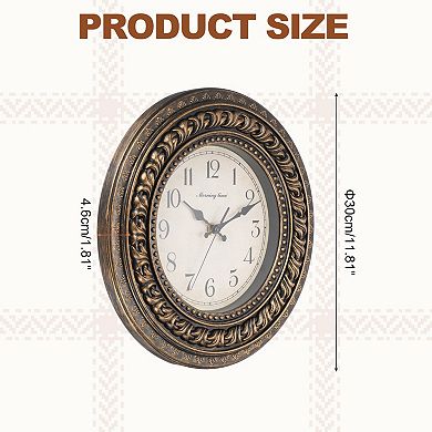 12" Outdoor Wall Clock Waterproof Garden Clock, Double Layer Lace, Battery Operated, Silent Movement