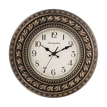 12" Outdoor Wall Clock Waterproof Garden Clock, Double Layer Lace, Battery Operated, Silent Movement