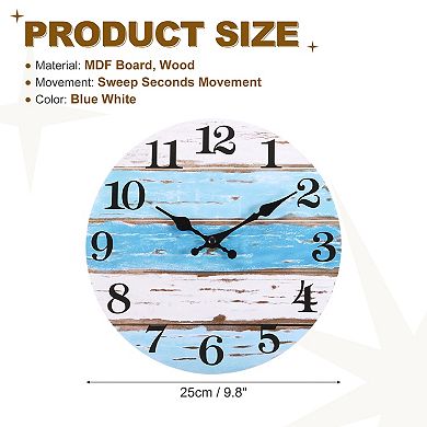 10" Wooden Finish Clock, Battery Operated Easy Install for Living Room Bedroom Decor