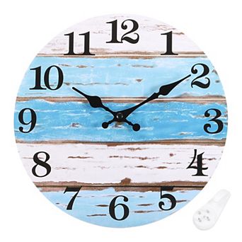 10" Wooden Finish Clock, Battery Operated Easy Install for Living Room Bedroom Decor