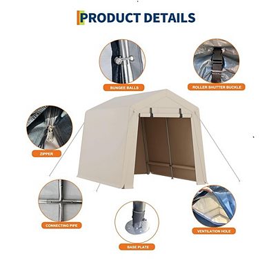 Heavy Duty Portable Carport Shelter with Roll-Up Windows and Removable Sidewalls