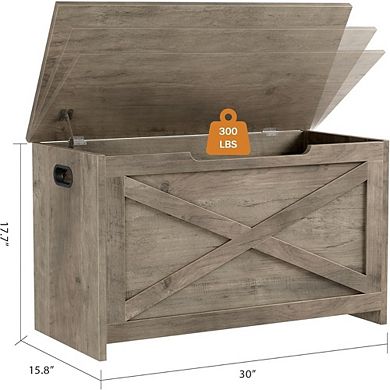 Wooden Storage Bench with Safety Hinge and Multipurpose Seat