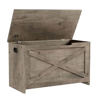 Wooden Storage Bench with Safety Hinge and Multipurpose Seat