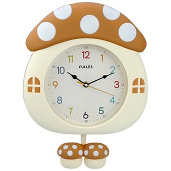 Cute Mushroom House Wall Clock, 3D Cartoon Silent Sweep Clock, Battery Operated 15x11x2 inch