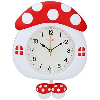 Cute Mushroom House Wall Clock, 3D Cartoon Silent Sweep Clock, Battery Operated 15x11x2 inch
