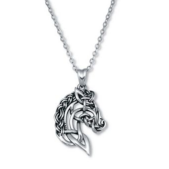 PalmBeach Jewelry Sterling Silver Horse Pendant Necklace 20-Inch