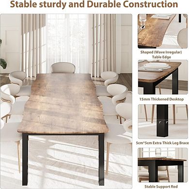 Rectangular Minimalist Dining Table with Wave Irregular Edge