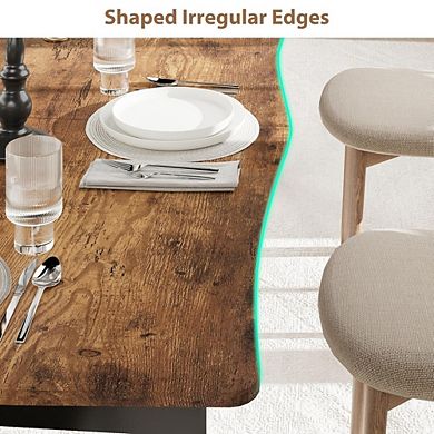 Rectangular Minimalist Dining Table with Wave Irregular Edge