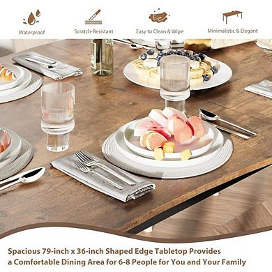 Rectangular Minimalist Dining Table with Wave Irregular Edge