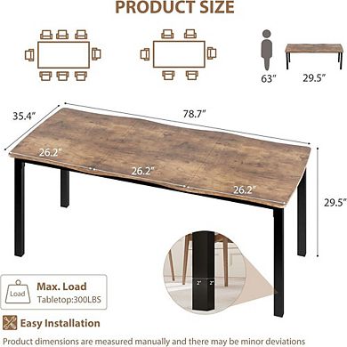 Rectangular Minimalist Dining Table with Wave Irregular Edge