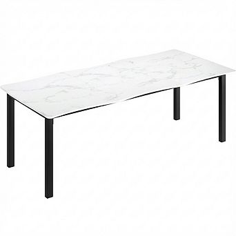Rectangular Minimalist Dining Table with Wave Irregular Edge