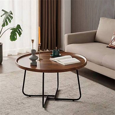 Nesting Coffee Table Set of 2 - 20"+28" Fluted Center Tables with Storage