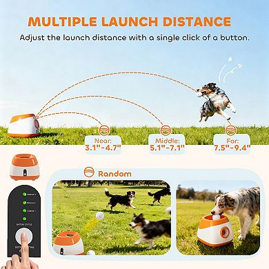 PawHut Automatic Dog Ball Launcher, Dog Ball Thrower, 26-80 FT Distance