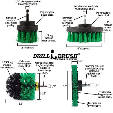 4pc Drill Power Kitchen Scrub Brush Kit Oven Cleaning - Dishes - Stove Cleaning