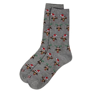 Women's Owl Holiday Crew Socks