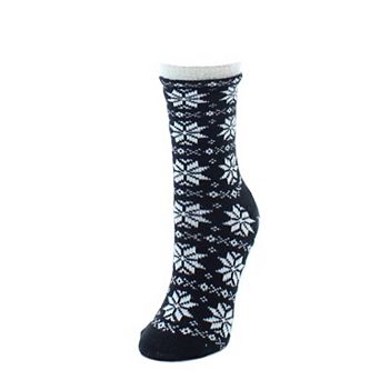 Women's Holiday Snowflake Fuzzy Lined Crew Socks