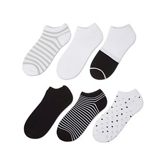 Women's 6 Pair Pack Stripes Low Cut Socks