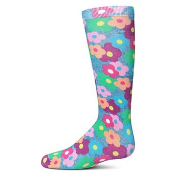 Girls Mj Floral Cotton Blend Knee High Socks