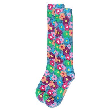 Girls Mj Floral Cotton Blend Knee High Socks