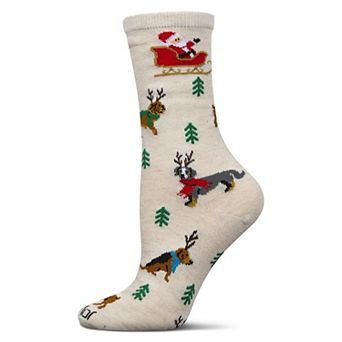Women's Reindeer Pups Holiday Crew Socks