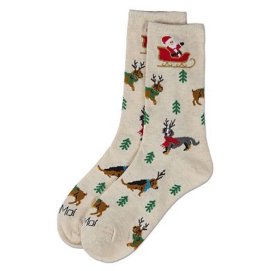 Women's Reindeer Pups Holiday Crew Socks