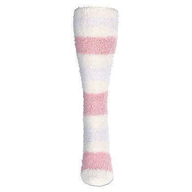 Women's Multi-stripe Teddy Bear Plush Knee High Socks