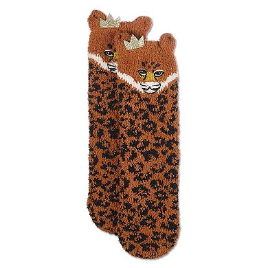 Women's Leopard Embellished Plush Crews