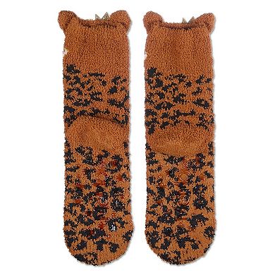 Women's Leopard Embellished Plush Crews