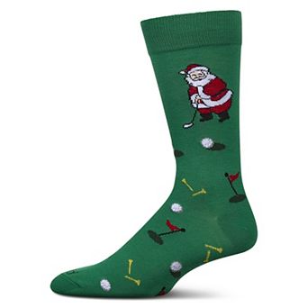 Men's Golfer Santa Holiday Crew Socks