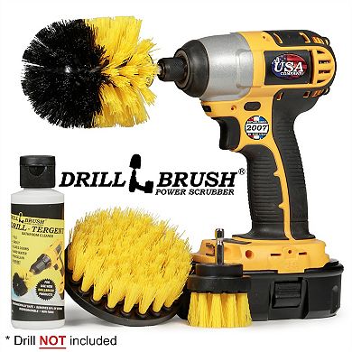 Grout Cleaner Brush Attachment Set - Tile And Grout Cleaner - Includes 4oz Drill Tergent Cleaner