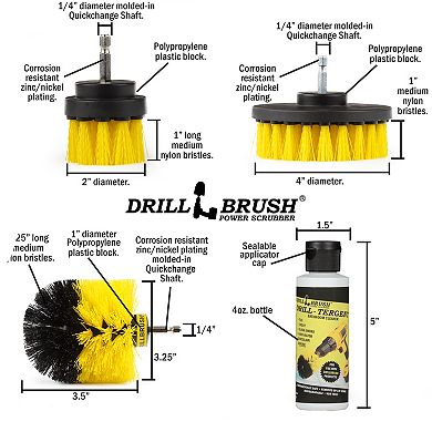 Grout Cleaner Brush Attachment Set - Tile And Grout Cleaner - Includes 4oz Drill Tergent Cleaner