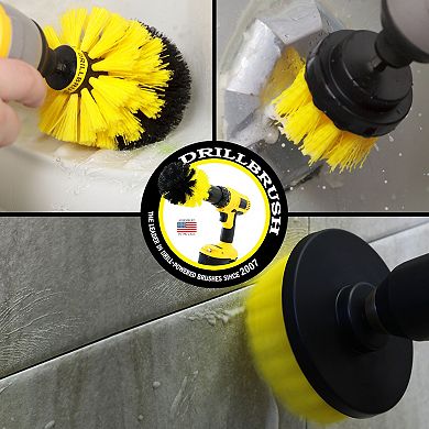 Grout Cleaner Brush Attachment Set - Tile And Grout Cleaner - Includes 4oz Drill Tergent Cleaner